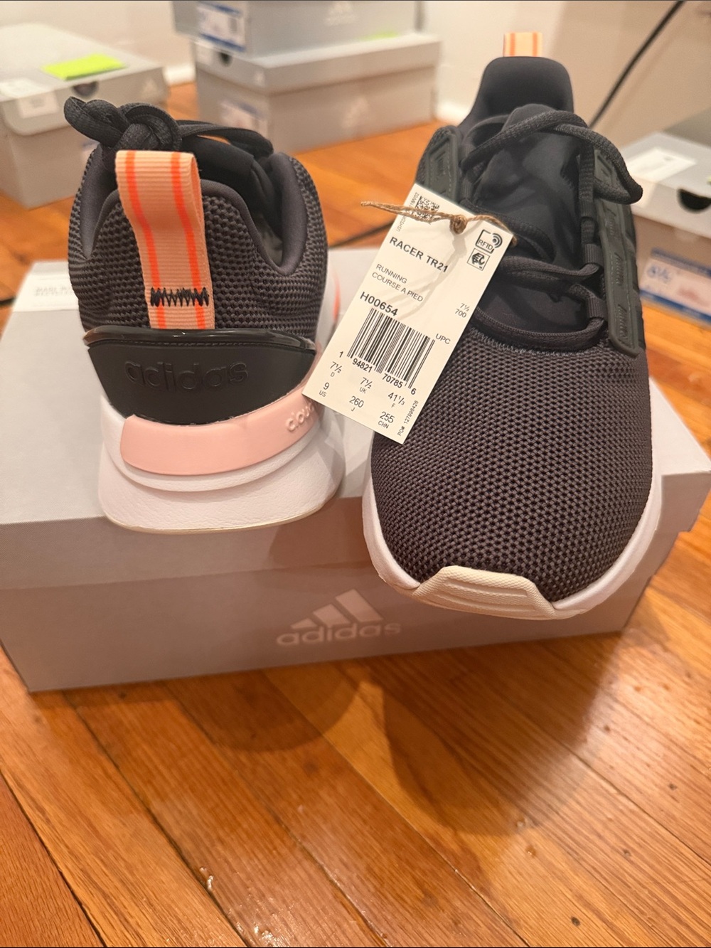 adidas Kids Racer TR21 Sneakers in Dark Gray with Pink and Orange Accents